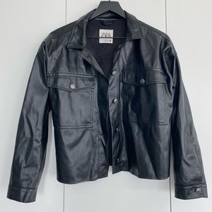 Zara Faux Leather Buttoned Down shirt/jacket